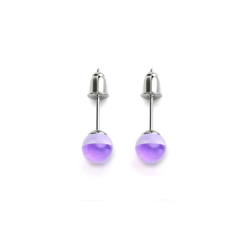 Violet cosmique | Argent sterling .925 | Boucles d'oreilles mini clous Galaxy Glass